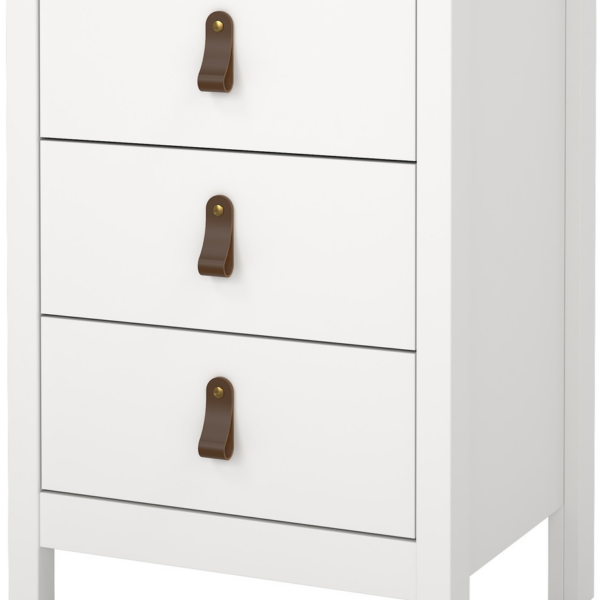Sengebord/natbord Vesterholm Lunor 3 skuffer hvid FSC H70ÃB44ÃD38 cm
